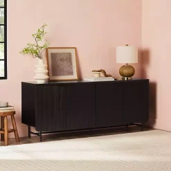 Sale Kirklands Home Wood Scandinavian 4-Door Sideboard Black
