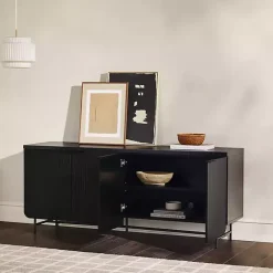 Sale Kirklands Home Wood Scandinavian 4-Door Sideboard Black