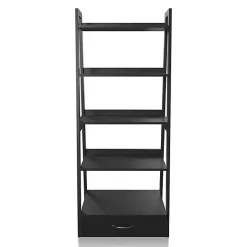 Hot Kirklands Home Wood 5-Shelf Leaning Bookshelf Black