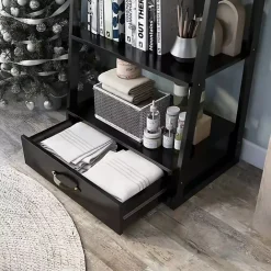Hot Kirklands Home Wood 5-Shelf Leaning Bookshelf Black