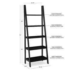 Kirklands Home Wood 5-Tier Ladder Bookshelf Black