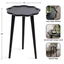 Hot Kirklands Home Wood Wavy Accent Table Black
