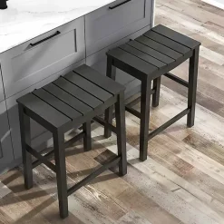 Best Kirklands Home Wood Whitcombe Counter Stools, Set of 2 Black