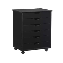 Clearance Kirklands Home Wood Wide 6-Drawer Cary Storage Cart Black