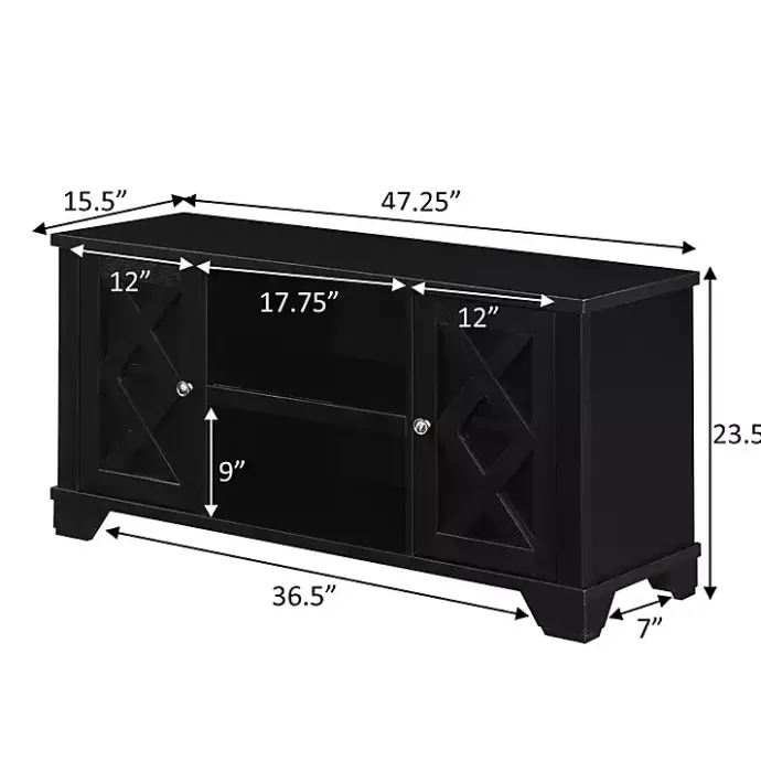 Hot Kirklands Home Wood X Doors Media Cabinet Black