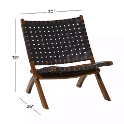 Outlet Kirklands Home Woven Leather Folding Accent Chair Black