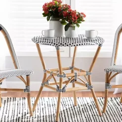 Online Kirklands Home Black Woven Rattan French Bistro Dining Table