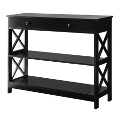 Kirklands Home Black X-Frame 2-Shelf Console Table Brown