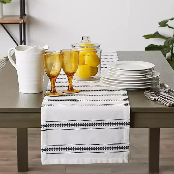 Sale Kirklands Home Zig Zag Dobby Stripe Table Runner, 72 in. Black