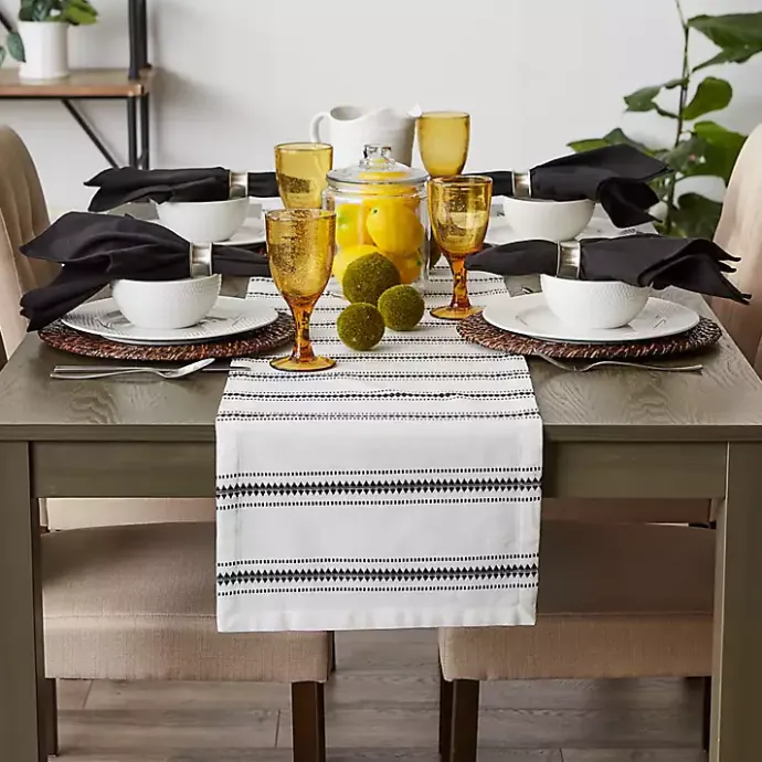Sale Kirklands Home Zig Zag Dobby Stripe Table Runner, 72 in. Black