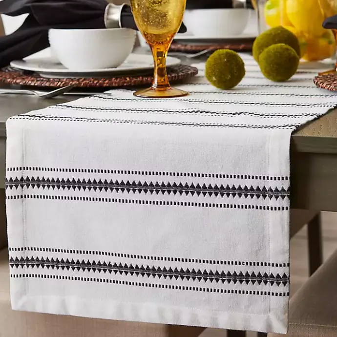 Sale Kirklands Home Zig Zag Dobby Stripe Table Runner, 72 in. Black