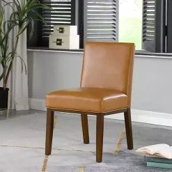 Outlet Kirklands Home Blair Carmel Leather Dining Chair Brown