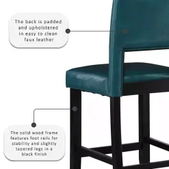 New Kirklands Home Blakely Seat Counter Stool with Black Base Blue