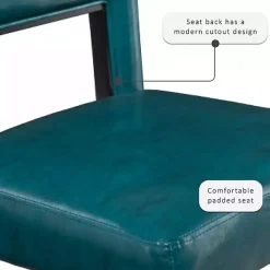 New Kirklands Home Blakely Seat Counter Stool with Black Base Blue