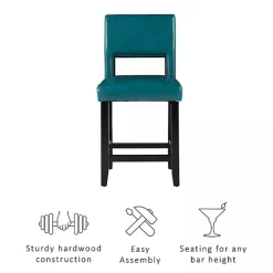 New Kirklands Home Blakely Seat Counter Stool with Black Base Blue