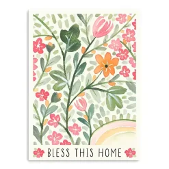 New Kirklands Home Bless This Home Floral Canvas Art Print Green