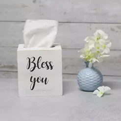 Outlet Kirklands Home Bless You Wood Tissue Box Cover White