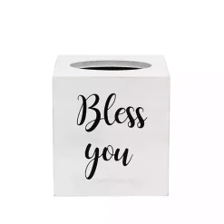 Outlet Kirklands Home Bless You Wood Tissue Box Cover White