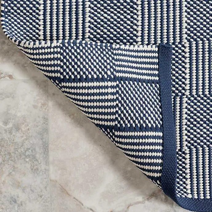 Clearance Kirklands Home Blue & Ivory Checkered Indoor/Outdoor Rug, 4x6