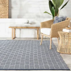 Clearance Kirklands Home Blue & Ivory Checkered Indoor/Outdoor Rug, 4x6