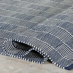 Discount Kirklands Home Blue & Ivory Checkered Indoor/Outdoor Rug, 6x9