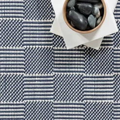 Best Kirklands Home Blue & Ivory Checkered Indoor/Outdoor Runner, 3x8