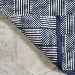 Best Kirklands Home Blue & Ivory Checkered Indoor/Outdoor Runner, 3x8