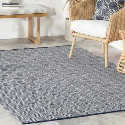 Best Kirklands Home Blue & Ivory Checkered Indoor/Outdoor Runner, 3x8
