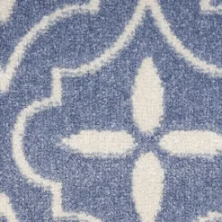 Outlet Kirklands Home Blue & Ivory Quatrefoil Indoor/Outdoor Rug, 5x7