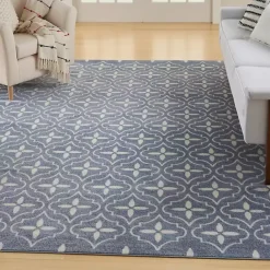 Best Kirklands Home Blue & Ivory Quatrefoil Indoor/Outdoor Rug, 8x10