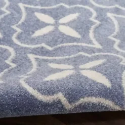 Best Kirklands Home Blue & Ivory Quatrefoil Indoor/Outdoor Rug, 8x10