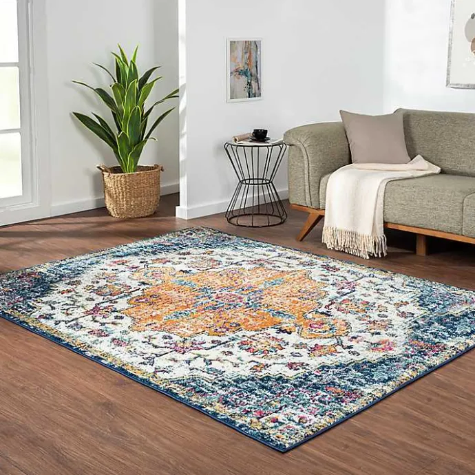 Online Kirklands Home Blue & Orange Boho Medallion Area Rug, 5x7