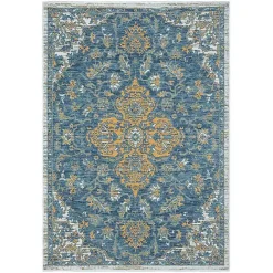 Hot Kirklands Home Blue & Orange Medallion Reversible Area Rug, 8x10