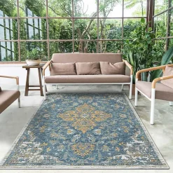 Hot Kirklands Home Blue & Orange Medallion Reversible Area Rug, 8x10
