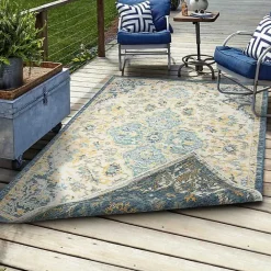 Hot Kirklands Home Blue & Orange Medallion Reversible Area Rug, 8x10