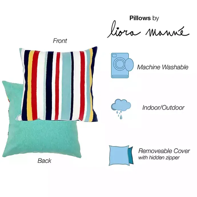 Hot Kirklands Home Blue & Red Lamontage Stripe Outdoor Throw Pillow