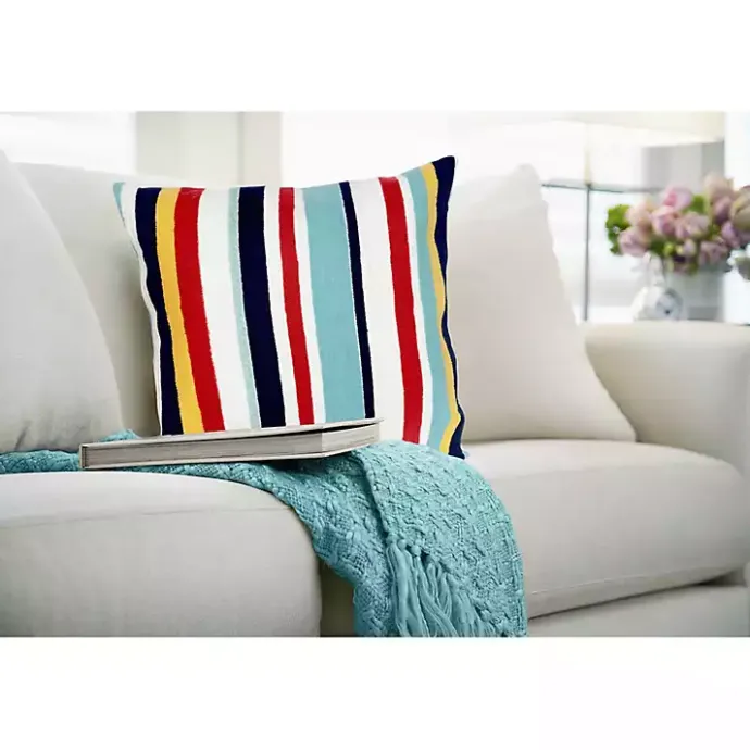 Hot Kirklands Home Blue & Red Lamontage Stripe Outdoor Throw Pillow