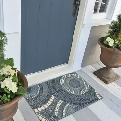 Clearance Kirklands Home Blue & White Circles Indoor/Outdoor Rug, 2x3