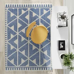 Outlet Kirklands Home & White Geometric Shag Area Rug, 8x10 Blue