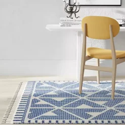 Outlet Kirklands Home & White Geometric Shag Area Rug, 8x10 Blue