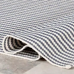 Outlet Kirklands Home Blue & White Pinstripe Indoor/Outdoor Rug, 5x8