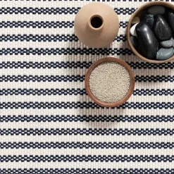 Outlet Kirklands Home Blue & White Pinstripe Indoor/Outdoor Rug, 5x8