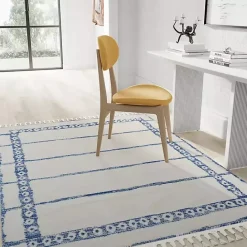 Online Kirklands Home & White Striped Block Border Area Rug, 8x10 Blue