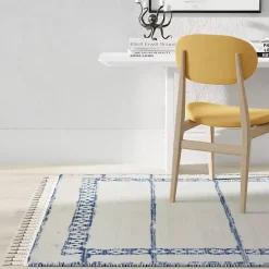 Online Kirklands Home & White Striped Block Border Area Rug, 8x10 Blue