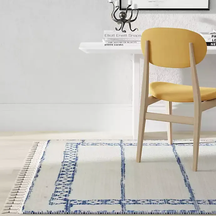 Online Kirklands Home & White Striped Block Border Area Rug, 8x10 Blue
