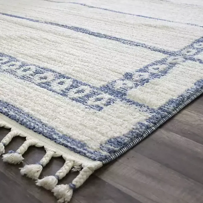 Online Kirklands Home & White Striped Block Border Area Rug, 8x10 Blue