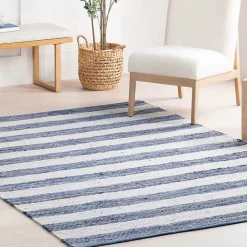 Sale Kirklands Home Blue & White Striped Indoor/Outdoor Rug, 4x6