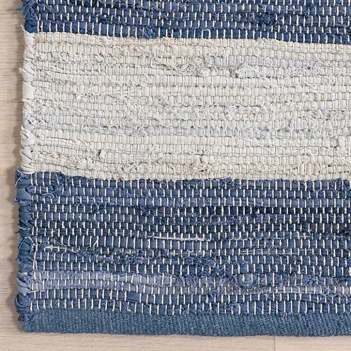 Discount Kirklands Home Blue & White Striped Indoor/Outdoor Rug, 5x8