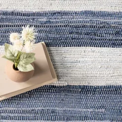 Clearance Kirklands Home Blue & White Striped Indoor/Outdoor Runner, 3x8