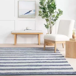 Clearance Kirklands Home Blue & White Striped Indoor/Outdoor Runner, 3x8